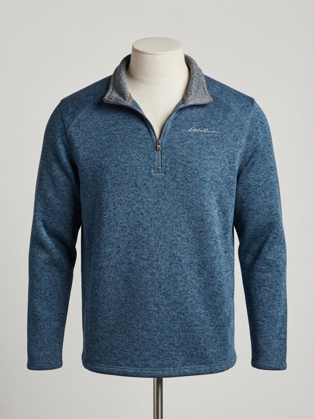 Eddie Bauer Men’s Heathered Blue Half-Zip Fleece Pullover